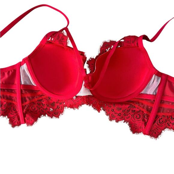 NWOT Hunkemoller Marilee Padded Underwired Longline Red Bra – Sz 34B - Picture 7 of 8